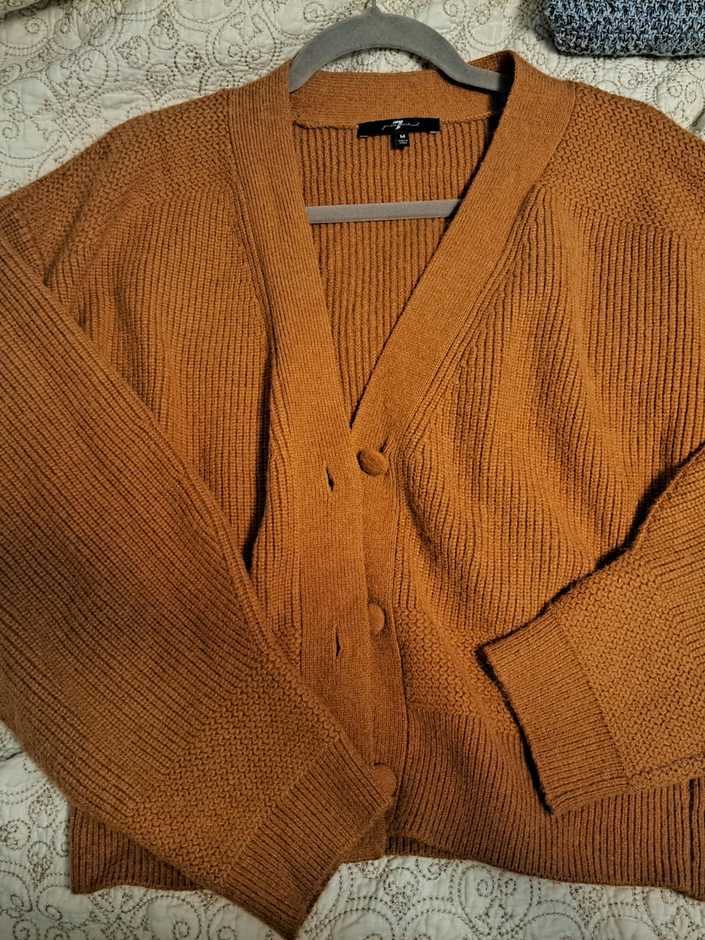 7 For All Mankind Rust Button-Front Knit Cardigan Fall Colors